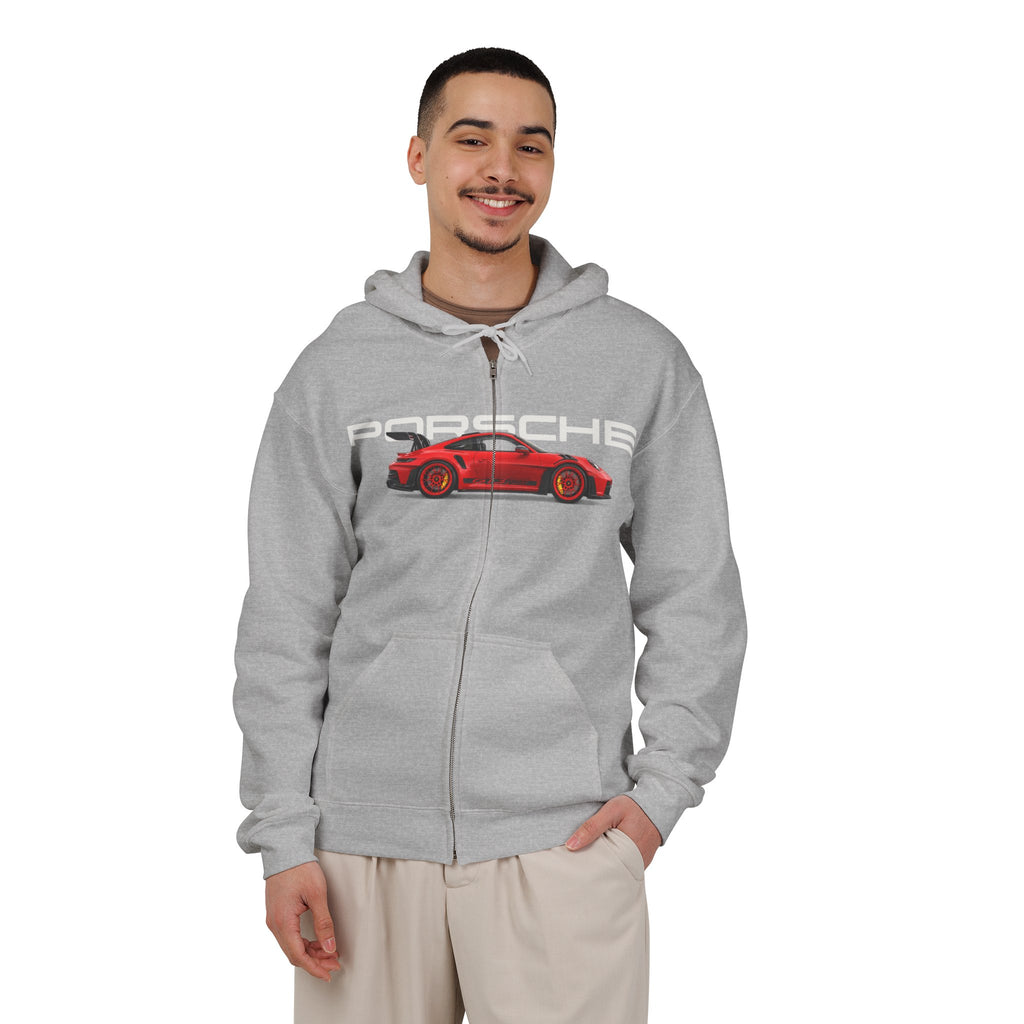 VEXO Red 911 Zip Hoodie — Vintage Sports Car Zip-Up