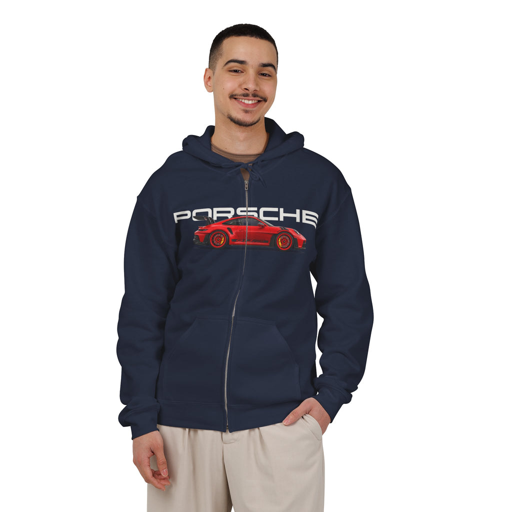 VEXO Red 911 Zip Hoodie — Vintage Sports Car Zip-Up