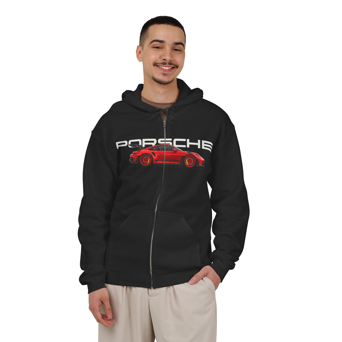 VEXO Red 911 Zip Hoodie — Vintage Sports Car Zip-Up