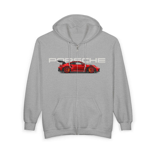 VEXO Red 911 Zip Hoodie — Vintage Sports Car Zip-Up